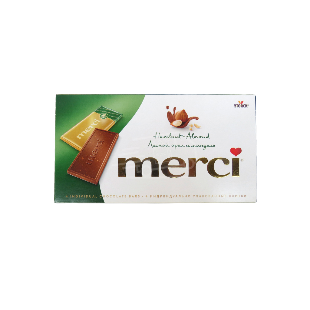 Шоколадная плитка Merci фундук и миндаль, 100 г.
