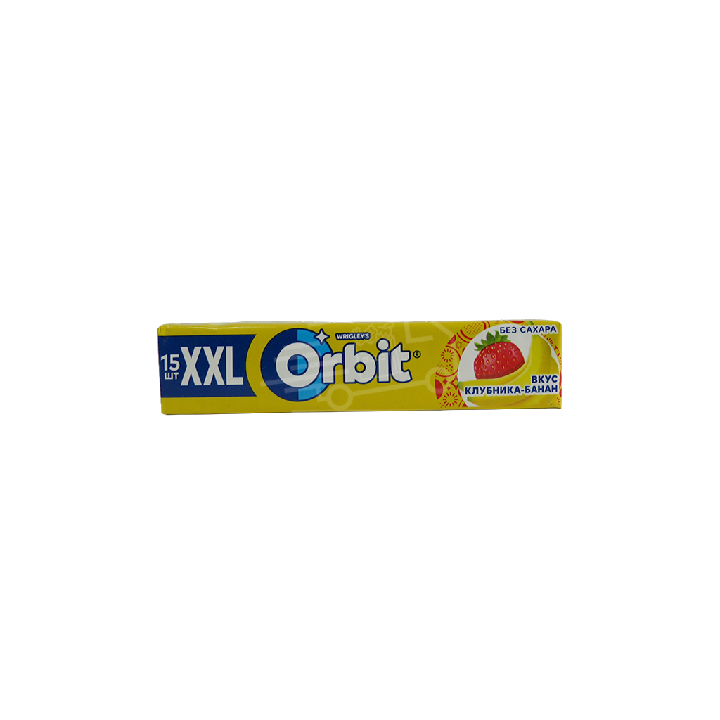 Жевательная резинка Orbit XXL со вкусом банана и клубники 20,4 г