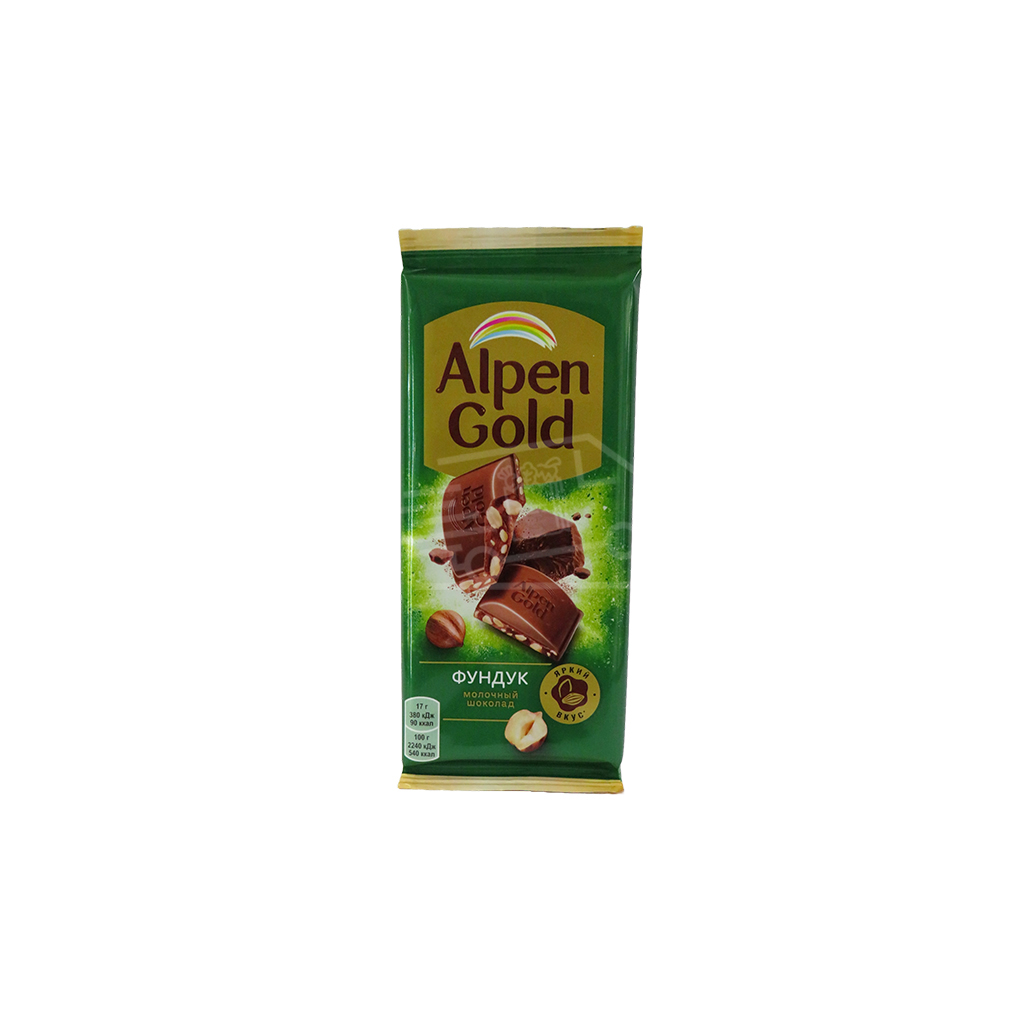 Шоколадный батончик Alpen Gold молочный с фундуком 80г