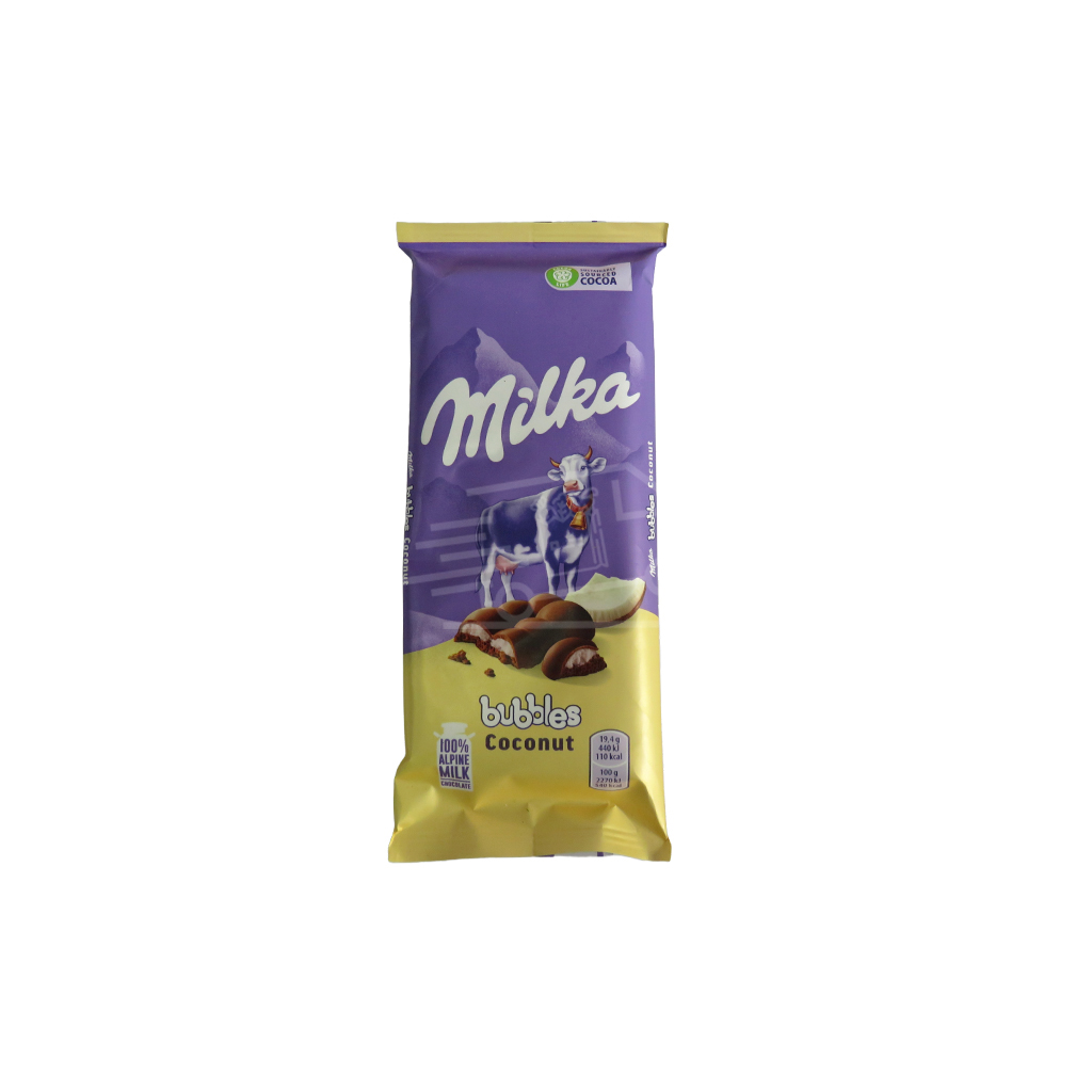 Шоколадный батончик Milka Bubbles с кокосовой начинкой 97г
