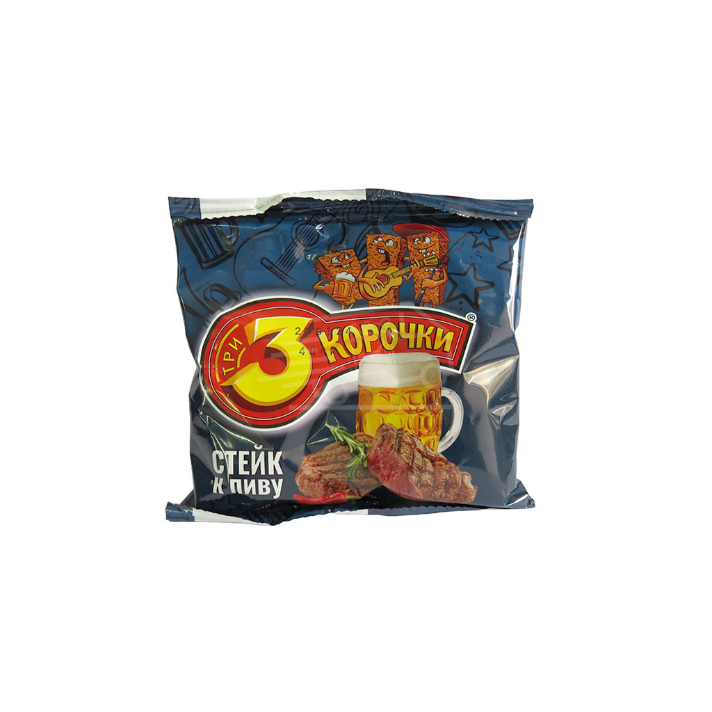 3 Korochki Steak-Flavored Rye Crackers for Beer 40g