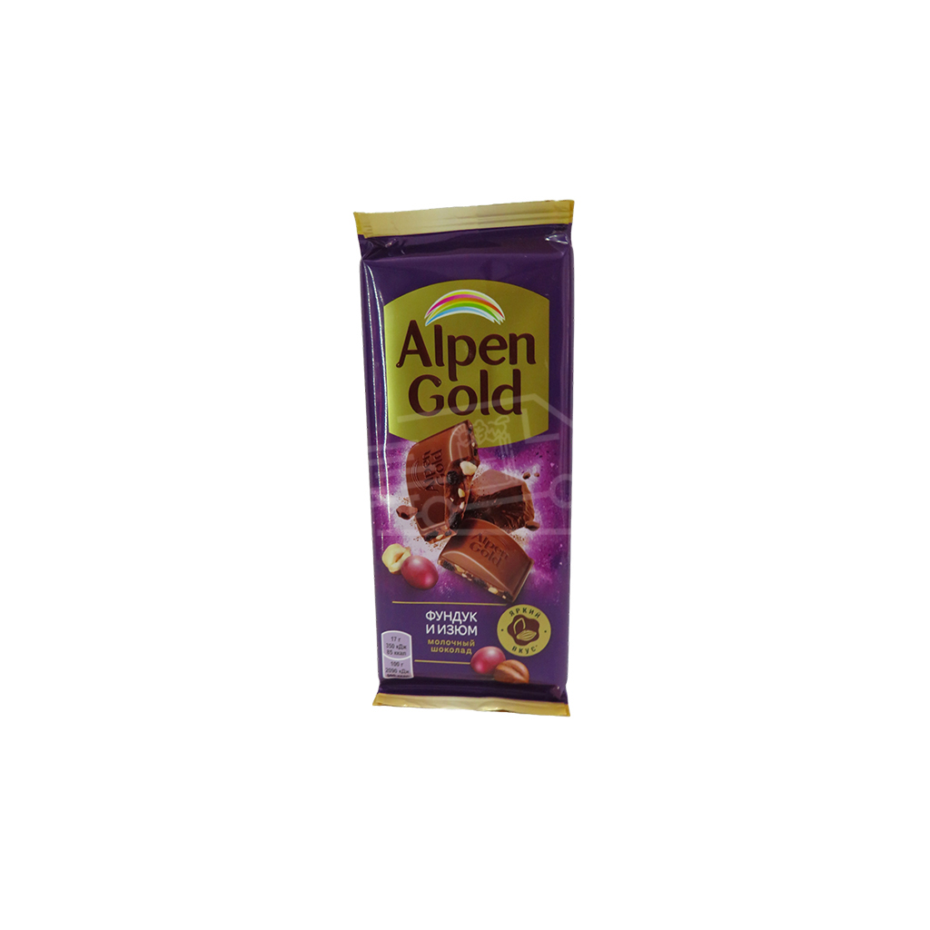 Alpen Gold Chocolate Bar with Hazelnuts and Raisins 80g
